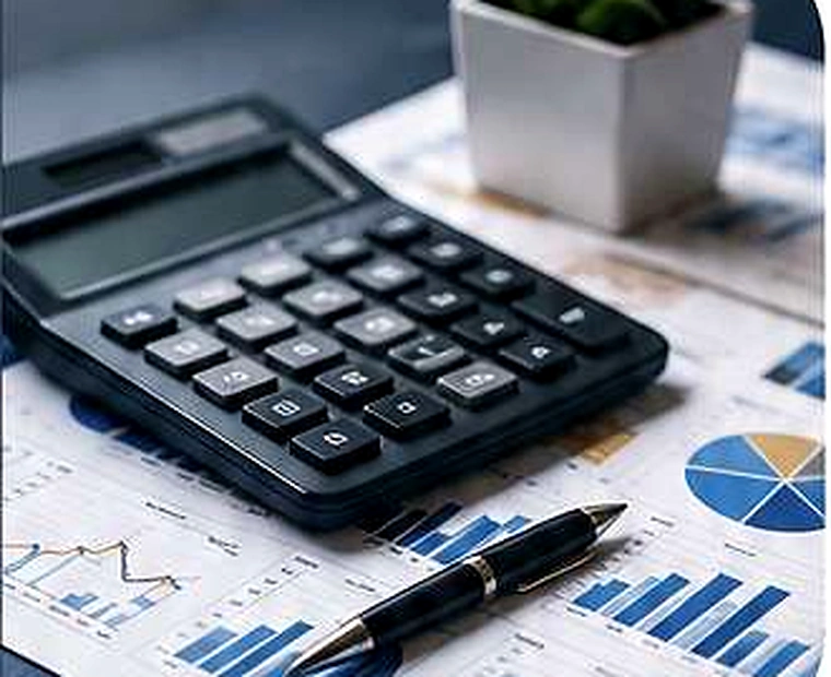 Calculator and financial report documents
